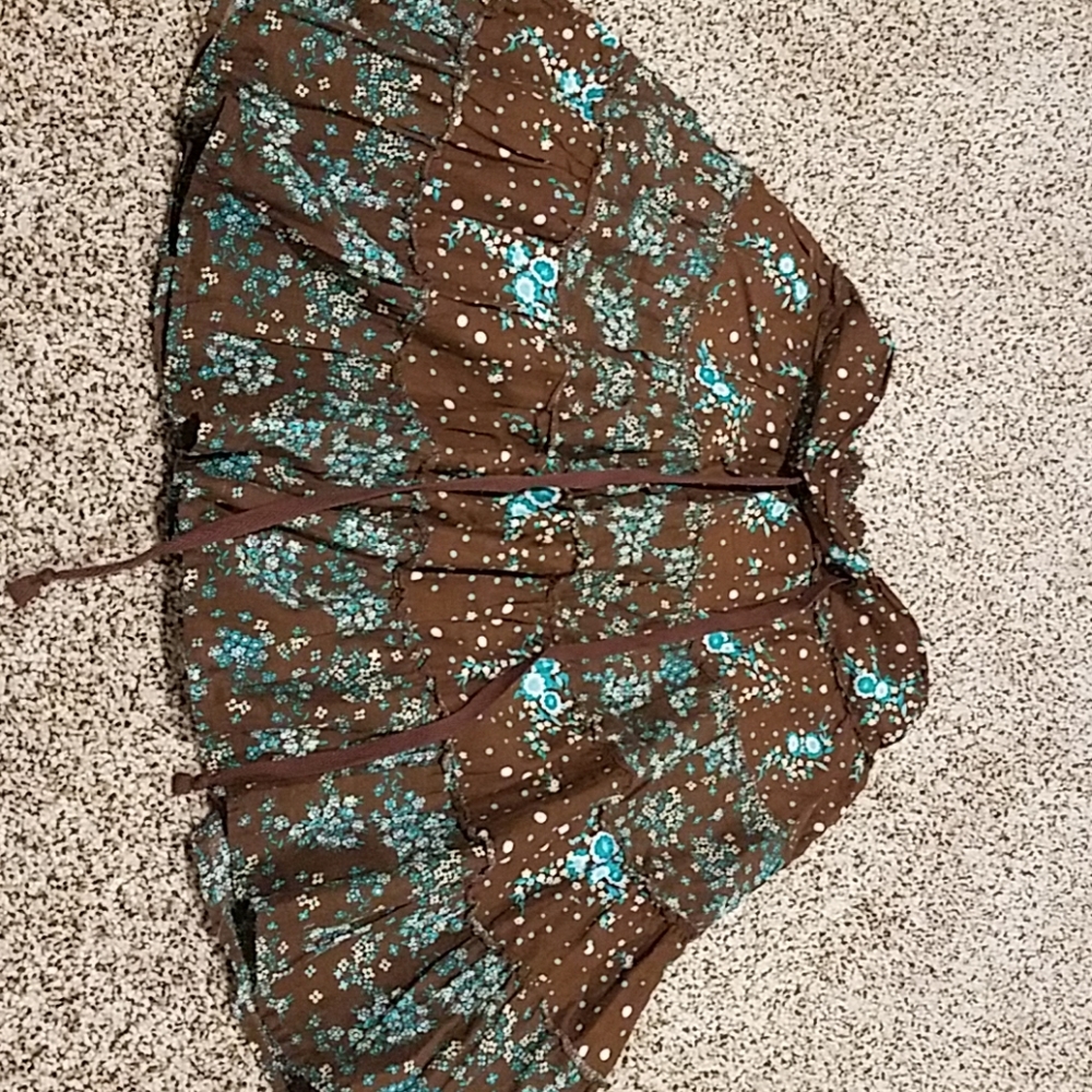 LEI Juniors Medium Brown/Teal Floral Knee Skirt